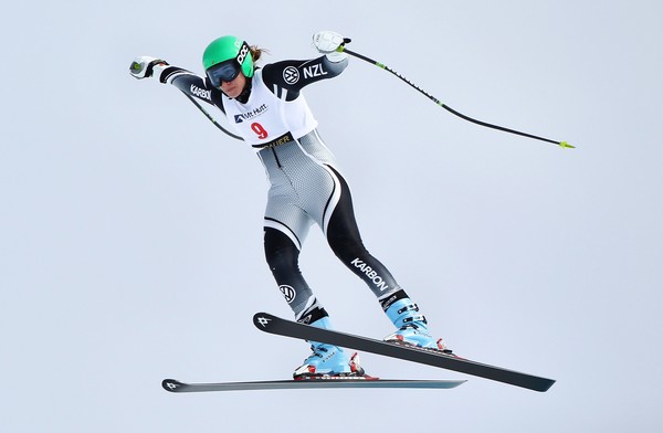 Taylor Rapley, NZE, is fourth in the Australia New Zealand Cup Womens Super G race at Mt Hutt skifield, September 9, 2010. 